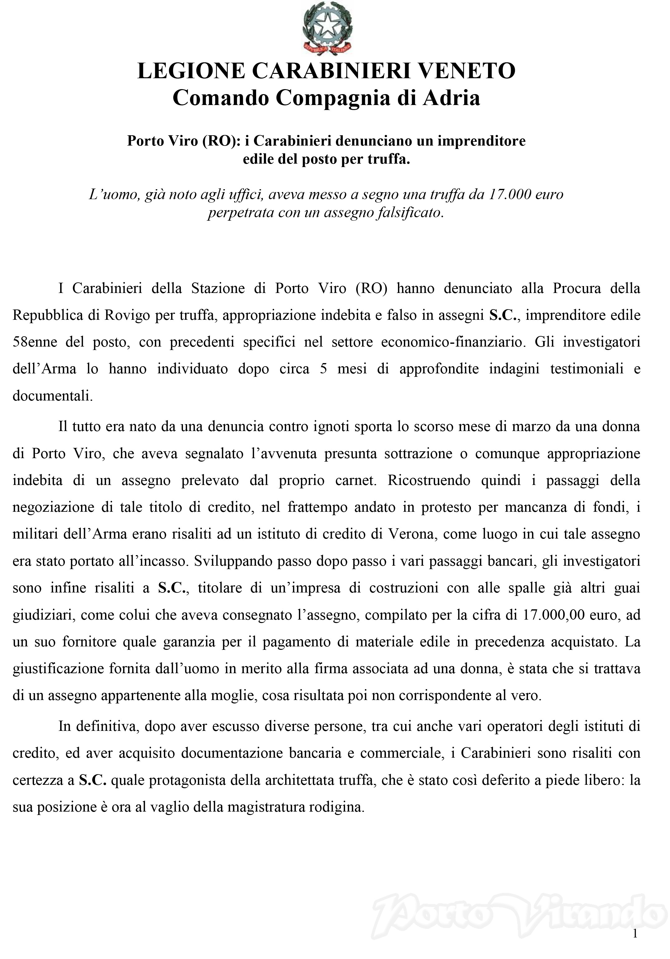 Provinciale Carabinieri Rovigo - Comunicato del 09.08.2016-1
